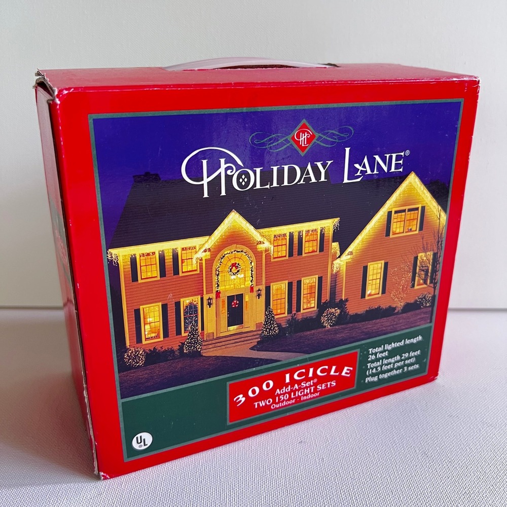 Holiday Lane 300 Icicle Add-A-Set Christmas Lights Indoor Outdoor White 29ft